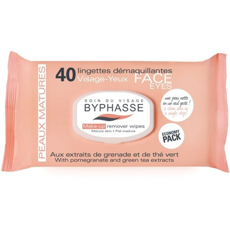 Byphasse Make-up Remover Pomegranate -Салфетки для снятия макияжа 40 шт Byphasse Make-up Remover Pomegranate -Салфетки для снятия макияжа 40 шт