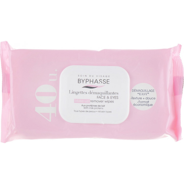 Byphasse Make-up Remover Wipes-Салфетки для лица очищающие, 40шт Byphasse Make-up Remover Wipes-Салфетки для лица очищающие, 40шт