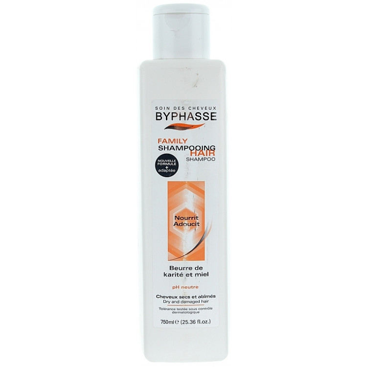 Byphasse Family Shampoo - Шампунь для сухих и поврежденных волос с медом и маслом карите 750 мл Byphasse Family Shampoo - Шампунь для сухих и поврежденных волос с медом и маслом карите 750 мл